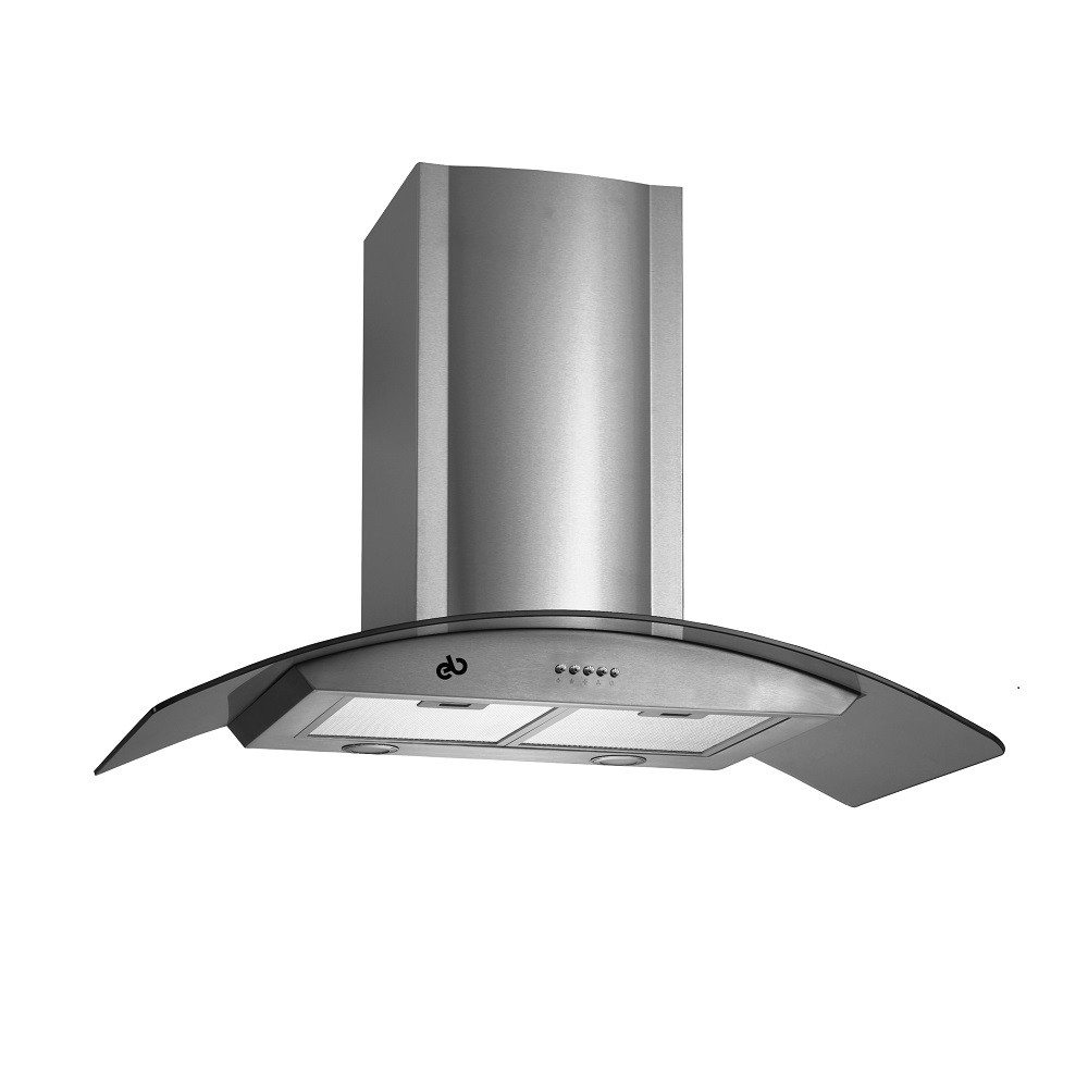 Campana de pared EB 90 cm acero inoxidable con cristal curvo