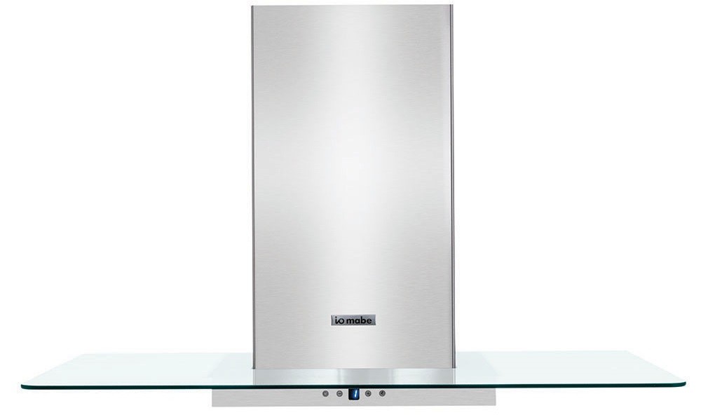 Campana de pared, 90 cm, acero inox con cristal recto