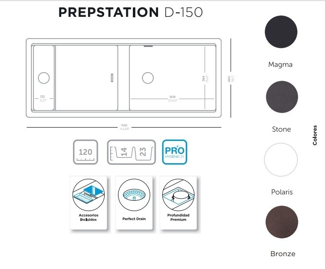 Fregadero de cuarzo Shock PREPSTATIOND150