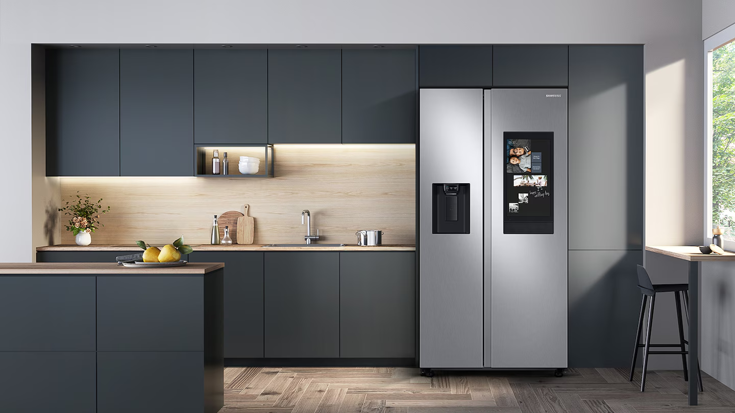 Refrigerador Dúplex 22 p3 SAMSUNG con pantalla Family HUB mod. RS22T5561S9EM