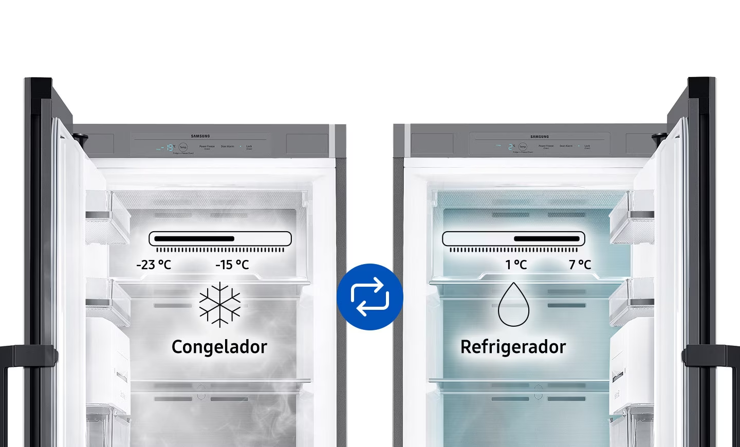 Refrigerador o Congelador 11p3 con panel BeSpoke Samsung mod. RZ32A7445APEM + panel gris mod. RAR23DAA31GG