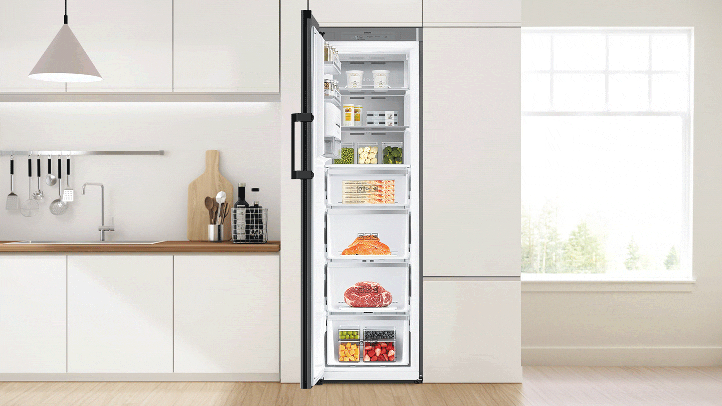 Refrigerador o Congelador 11p3 con panel BeSpoke Samsung mod. RZ32A7445APEM + panel gris mod. RAR23DAA31GG